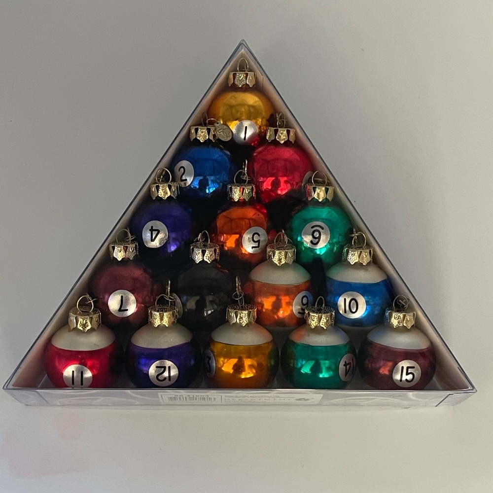 Department 56 Mini Glass Pool Ball Ornament Set